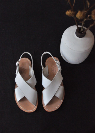 Sandales Uzes, cuir blanc