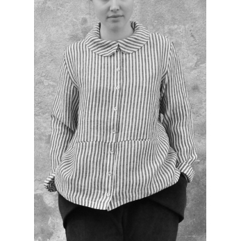 Claudine shirt, light stripes linen