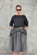 Pleated skirt, grey velvet