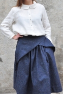 Pleated skirt, blue denim