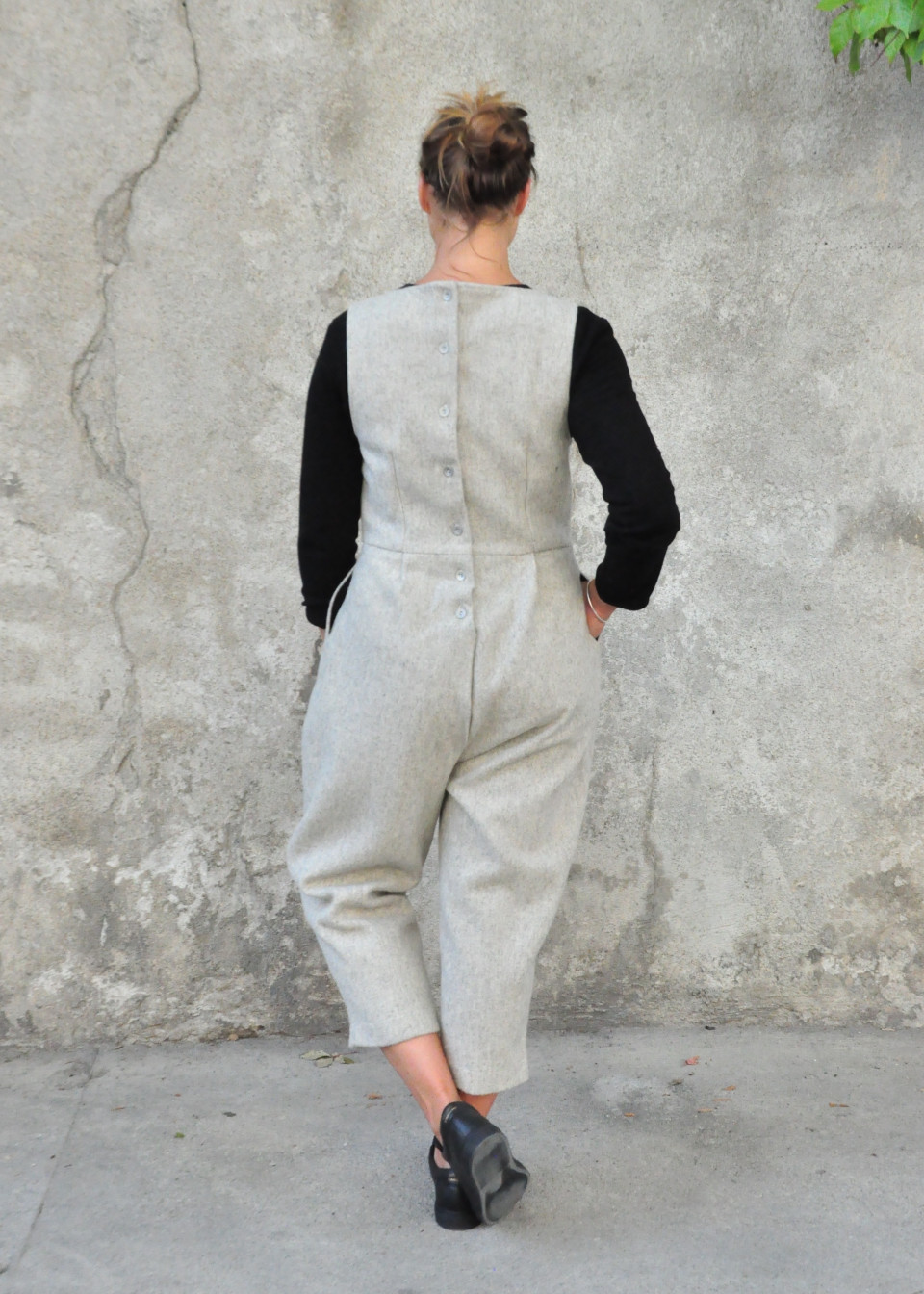 Jumpsuit, tourterelle wool drap Jumpsuit, tourterelle wool drap