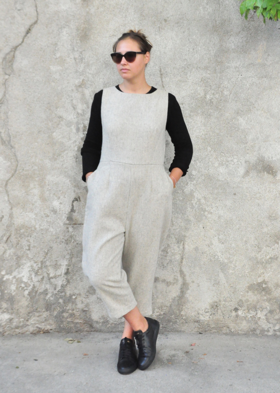 Jumpsuit, tourterelle wool drap Jumpsuit, tourterelle wool drap