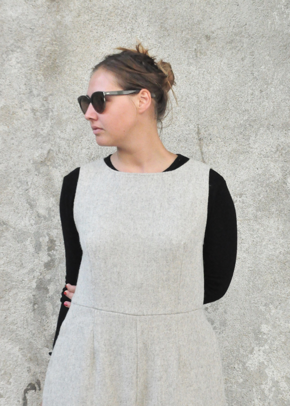 Jumpsuit, tourterelle wool drap Jumpsuit, tourterelle wool drap