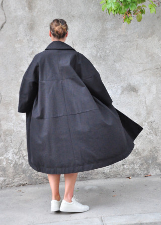 Claudine coat, black denim