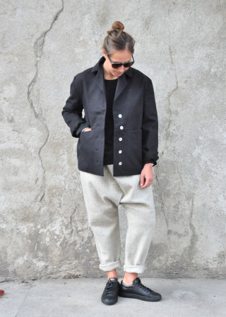 Sailor coat, black denim