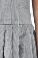 Pleated dress, sleeveless, grey corduroy