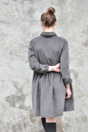 Robe-chemise, velours gris