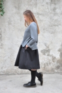 Flared blouse, light grey knit