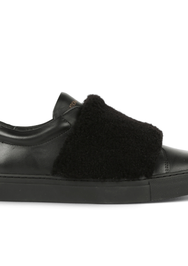 Slip on sneakers, black leather