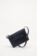 The shoulder strap rectangle bag, blue leather