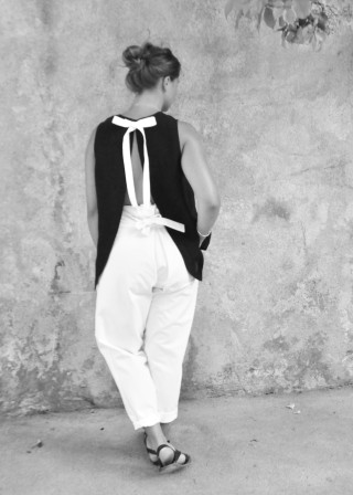 Bow trousers, white denim