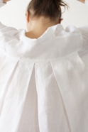 Robe-chemise à plis manches longues, lin blanc