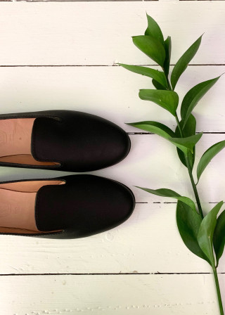 Slip on Opale, black leather