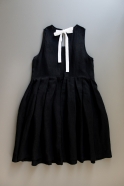 Pleated bow dress, black linen