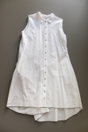 Robe-chemise à plis sans manches, coton ajouré blanc