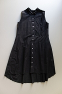 Robe-chemise à plis sans manches, coton ajouré noir