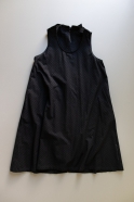 Simple bow dress, black openwork cotton