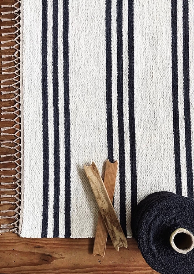 Beja rug, black and white stripes
