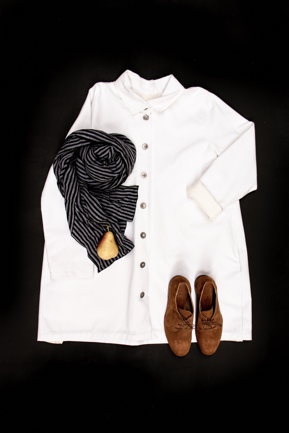 Manteau, jean blanc