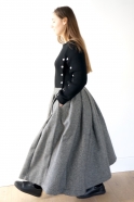 "Trompe l'oeil" dress, herringbone wool drap