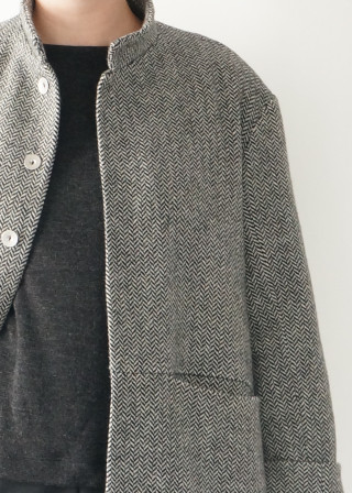 Flared coat, herringbone wool drap