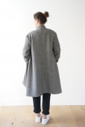 Flared coat, herringbone wool drap