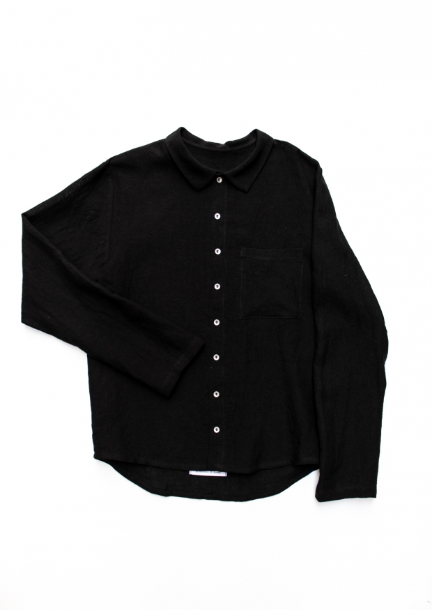 Man shirt, black linen