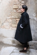Flared coat, black denim