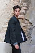 Flared jacket, black denim