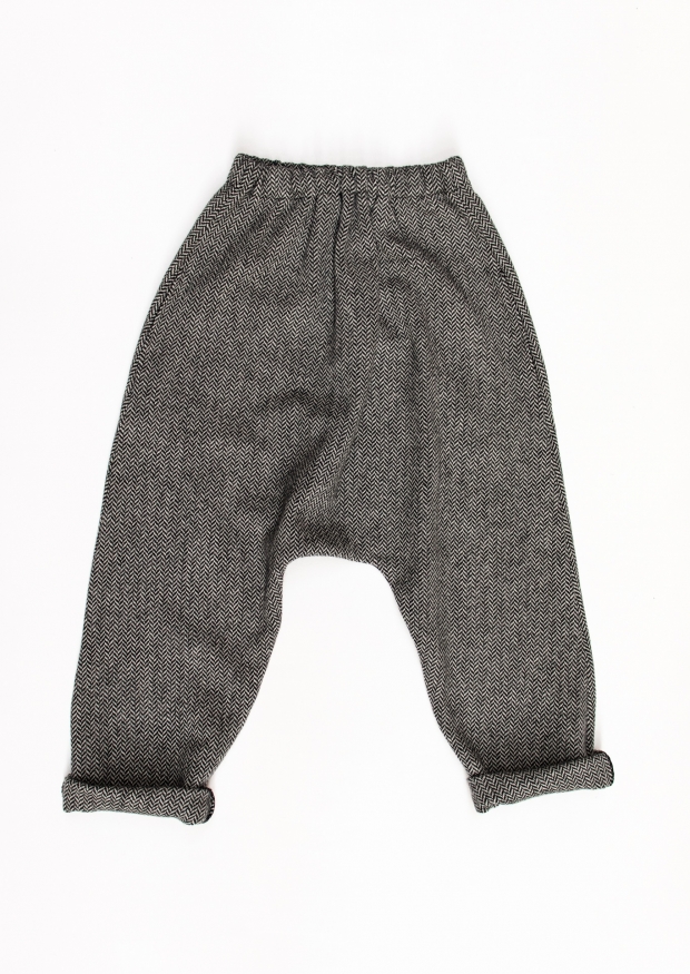 Saroual trousers, herringbone wool drap