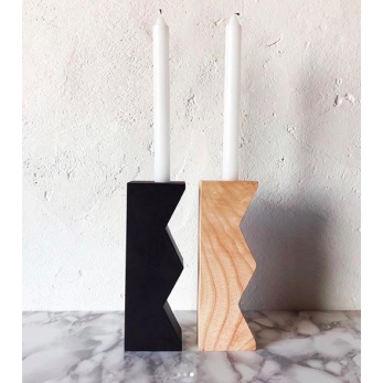 Wooden Zig Zag black candlestick