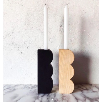Wooden Round black candlestick