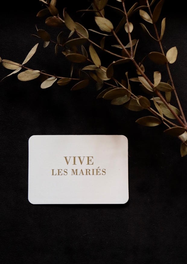 Mini carte postale + enveloppe "Vive les mariés"