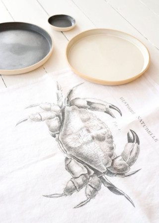 Serviette de table "Crabe" blanche