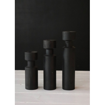 Wooden Cylindrical black candlestick