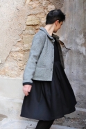 Pleated dress, sleeveless, black flannel