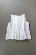 Sleeveless pleated blouse, white linen