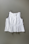 Sleeveless pleated blouse, white linen