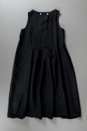 Robe plissée SM, lin noir