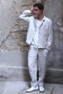 Summer trousers for man, natural heavy linen
