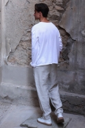 Summer trousers for man, natural heavy linen