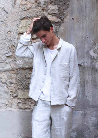 Suit jacket for man, natural heavy linen