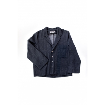 Suit jacket for man, blue recycled denim