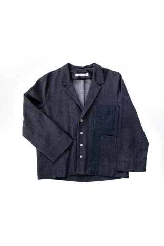 Suit jacket for man, blue recycled denim