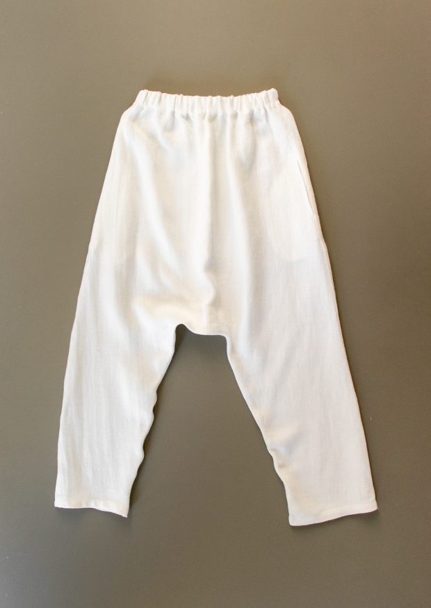 Pantalon sarouel pour homme, lin épais blanc