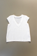 Short sleeves blouse, V neck, white linen