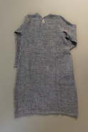 Flared dress, long sleeves, grey linen