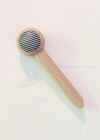 Wood peg, blue stripes 2