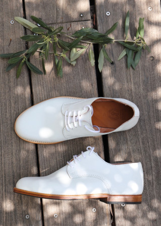 Chaussures Derby, veau blanc