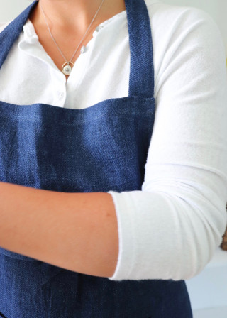 Apron, indigo heavy linen